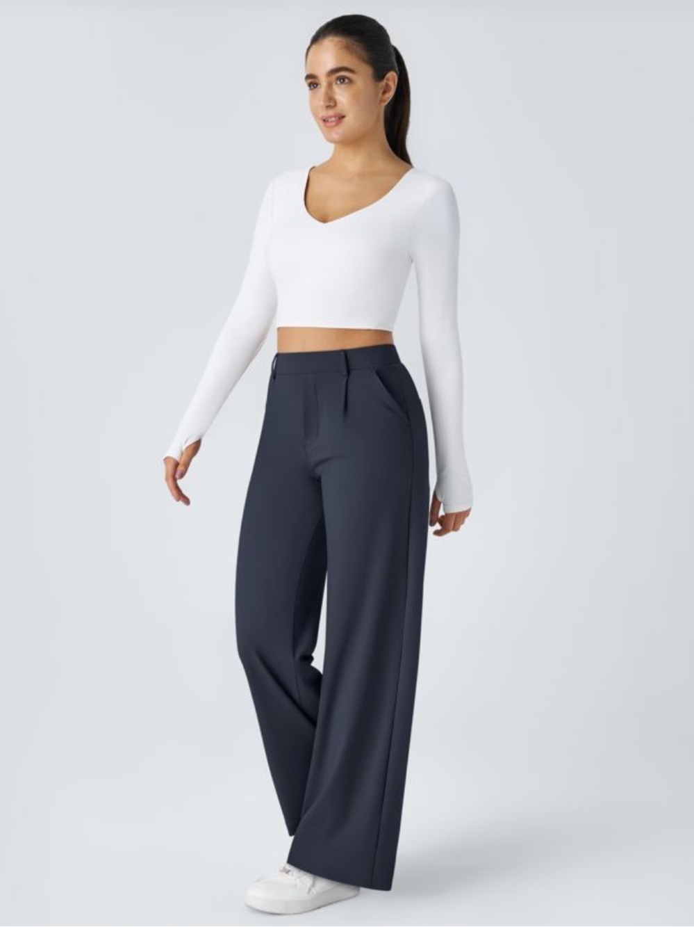 Halara Flex™ DayStretch High Waisted Pocket Straight Leg Work Pants Navy Med R